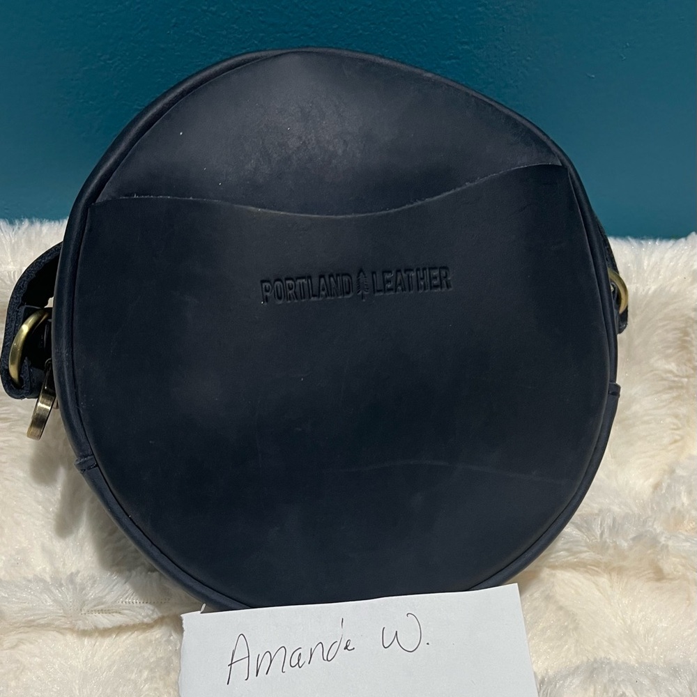 Portland Leather Deep Water Blue Small Circle